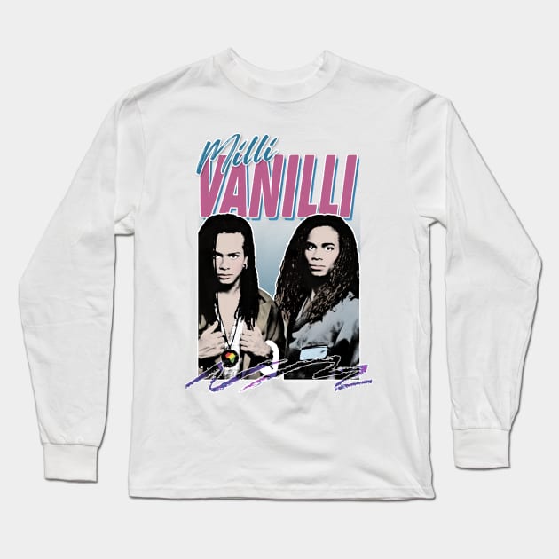 Milli Vanilli - 80's Fanart Aesthetic Design Tribute Long Sleeve T-Shirt by DankFutura